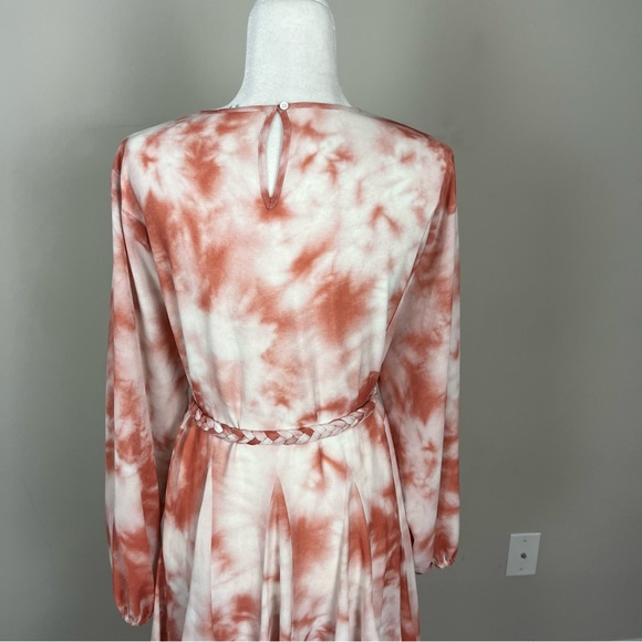 GIANNI BINI TIE DYE MINI DRESS WITH BLOSY SLEEVES ROPE BELT SIZE XS - Picture 8 of 13